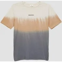 s.Oliver Kurzarmshirt T-Shirt Baumwollshirt in Batik-Optik mit kleinem Schriftprint