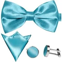 GASSANI Fliege Hochzeitsfliege, Herren-Schleife Kavalierstuch, Hochzeit Bräutigam (Set, 3-St., Manschettenknöpfe, mit Einstecktuch, Fliegenset) Uni, Seide-Touch-Finish, Vor-Gebunden Verstellbar