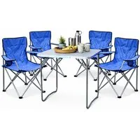Mojawo Essgruppe 5-teiliges Campingmöbel Set Blau 4x Stuhl inkl. Tasche + 1x Tisch