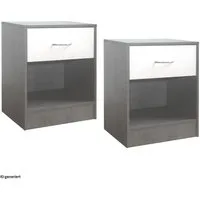 HTI-Living Nachtschrank Nachtschrank 2er Set Thekla Beton/Weiß (Set, 2-St., 2 Nachtschränke) Nachttisch Nachtkommode
