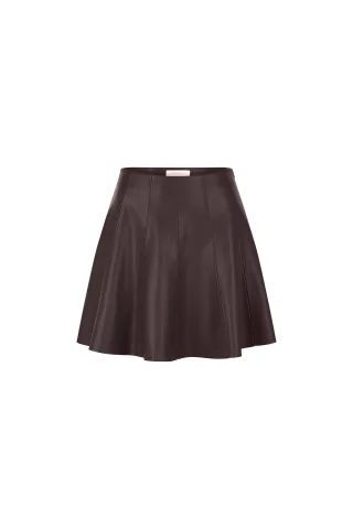 Rich & Royal - Fake Leather Skirt dark chocolate - Gr. - 34