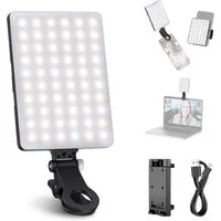 Neewer Videoleuchte NL-60AI Basic Clip On Selfie Licht kompatibel mit iPhone, 2000mAh wiederaufladbares LED Videolicht mit Handy Clamp, für Laptop