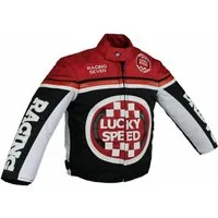 Alpha Speeds Bikerjacke - Kinder Lucky Speed Racing-/Freizeit – Kinderjacke in Rot/Schwarz Atmungsaktiv & Wasserabweisend & Ideales Geschenk für Ihr Kind