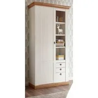 Furn.Design Stauraumvitrine Hemsby (in Pinie weiß mit Wotan Eiche, 102 x 204 cm) Landhausstil