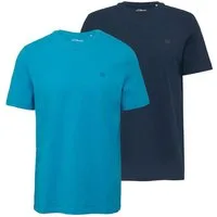 s.Oliver T-Shirt T-Shirt mit Flammgarnstruktur kurzarm, Rundhals, Logo