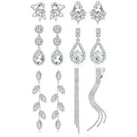 LuxusKollektion Ohrclip-Set Clip Ohrringe Silber Strass Quaste Non Piercing Clip Ohrringe Stil 1