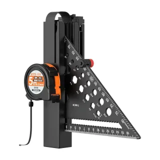 Portable Tool Set 7 Inch Aluminum Triangle Measuring Ruler with 5m Steel Tape Measure and ABS Belt Clip Measurement Kit