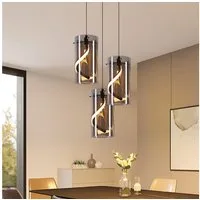 ZMH LED Pendelleuchte Esstisch Hängelampe Modern 3000K Hängeleuchte Glas 1/3 Flammig, LED fest integriert, Warmweiß, 8W Schwarz Pendellampe für Wohnzimmer Esszimmer Küche