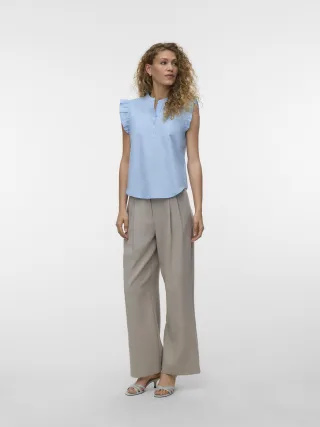VERO MODA - VMSELMA SS FRILL TOP Cashmere Blue - Gr. - XS