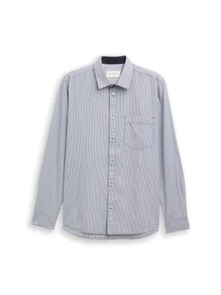 Tom Tailor - Fitted Hemd aus Baumwolle blue stripe - Gr. - XL