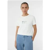 comma Kurzarmshirt T-Shirt Jersey-T-Shirt aus Baumwollmix mit Print