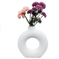 Yudu Tischvase Blumenvase Pflanztopf rund Design Vase mit sandiger Oberfläche