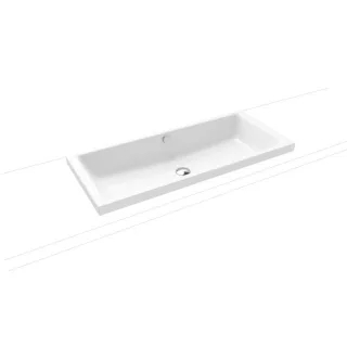 Kaldewei Puro Aufsatzwaschtisch 909006003001 3174, 90x38,5cm, weiß Perl-Effekt, mit Überlauf, ohne Hahnloch