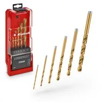 Einhell Bohrer- und Bit-Set Original Einhell 6-tlg. HSS-G Titan Metallbohrer-Set (im Ganzen geschl, (6x HSS-G Titan Metallbohrer (2 / 3 / 4 / 5 / 6 / 8 mm), 1x Aufbewahrungskassette (15,0 x 6,2 x 2,6 cm), 6-tlg), Original Einhell 6-tlg. HSS-G Titan M