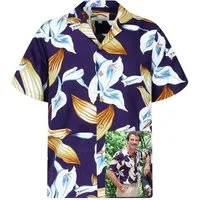 King Kameha Hawaiihemd Tom Selleck Original Hawaii-Hemd Herren Kurzarm Front-Tasche Stylish