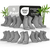 MEDOLY Komfortsocken Bambus Quarter-Socken gegen Schweißfüße, mit 72% Viskose (9 Paar) aus Bambus-Zellstoff