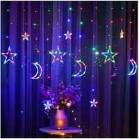 Rosnek LED-Lichtervorhang Sterne Lichternetz,8 Modi, Für Partei,Warmweiß/ Mehrfarbig, 3.5M