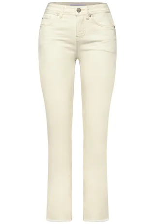 Street One - Straight Leg Jeans mit fransigem Saum ecru soft washed - Gr. - 28
