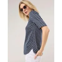 Walbusch T-Shirt Damen Extraleichte Viskose Satin Bluse Rundhals Kurzarm Shirtbluse, einlaufsicher, pflegeleicht, weichfließender Stoff