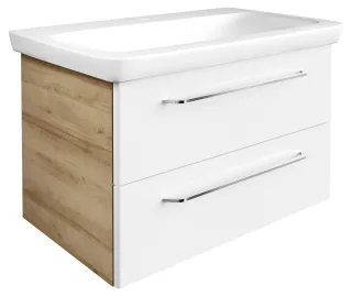 Fackelmann MILANO Waschtischunterschrank 80x49,5x48 AsEi/Weiß, 2 Schub, 84205 84205