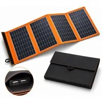 Goldstern-Tech Solarmodul SolarMate, Monokristallin, (Faltbares, kompaktes Solarpanel 30W 40W, 4-St., hocheffizient mit 2 USB-Anschlüssen), ultraleicht & robust für Outdoor, Camping & Notfall-Stromversorgung