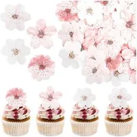 CLTYQ Hängedekoration 75 Stück Tortendeko Blumen (75 St), Sakura Blüten für Kuchen, Cupcakes, Hochzeit und Dessert