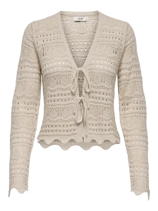 JDY - JDYSUN LAY L/S V-NECK TIE CARDIGAN KNT Tapioca - Gr. - M
