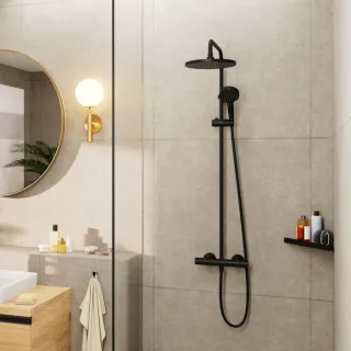 hansgrohe Vernis Blend 240 1jet Showerpipe 26428670 mit Thermostat, mattschwarz