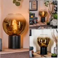 hofstein Tischleuchte Tischlampe aus Metall/Glas in Schwarz/Goldfarben/Klar, ohne Leuchtmittel, Leuchte im Retro/Vintage-Design mit Glasschirm (20 cm), 1 x E27