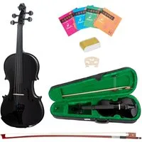 Classic Cantabile Violine VP-100BK 4/4 Violinenset Schwarz - Klassisches Design - Moderne Optik, Komplettset, Einsteiger/Schülerinstrument, inkl. Bogen, Koffer, Kolophonium und Ersatzsaiten
