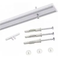 Deco-Raum Gardinenschiene Minimal, 2-läufig, kürzbar, Wunschmaßlänge, Deckenmontage, verschraubt, Aluminium, Komplett-Set vorgebohrt