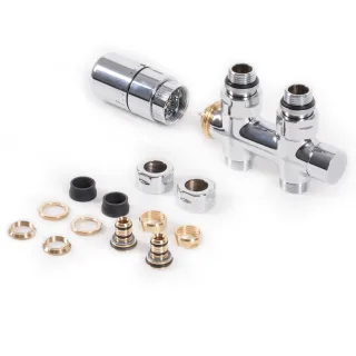 Terma Set Thermostat Verbunddurchgangsventil 50mm CYLINDER GZ 1/2"-Ø16x2, Ø15 rechts, WRZT5G4-CR,  WRZT5G4-CR
