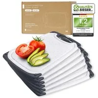 Exitoso Schneidebrett 6er-Set spülmaschinenfest, Kunststoff, (6-St), Brotzeitbrett Frühstücksbrettchen Brot Obst Steak rutschfest