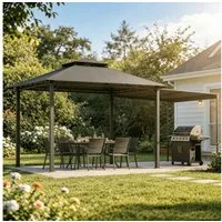 HOMALL Pavillon Extend Grillpavillon, mit 1.8m ausklappbarer Seitenveranda, mit 4 Seitenteilen, (Ausziehbarer Seitenmarkise flexibel verstellbare Schattenflächen), Verstellbarer Pavillon 3–4,7 m, mit Moskitonetz für 6-10 Personen