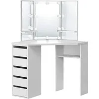 ML-DESIGN Schminktisch Frisierkommode aus MDF Holz mit Spiegel Make-up Tisch Eckschminktisch (1-St), Kosmetiktisch Eckig Weiß mit LED-Beleuchtung Kommode Frisiertisch