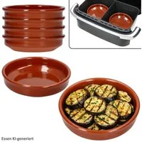 MamboCat Auflaufform MamboCat 6er Set Airfryer Tonschalen rund Ø16 cm 250ml Cazuela Tapas, Ton