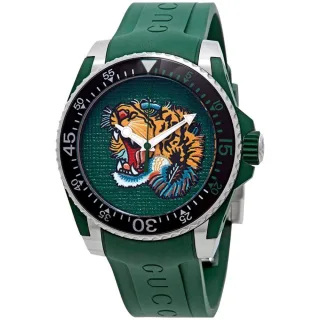 Gucci YA136316 Dive Grün Tiger Kopf Zifferblatt Herrenuhr