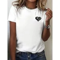 RMK T-Shirt Damen Shirt Top Sommer Basic Rundhals Love Herz