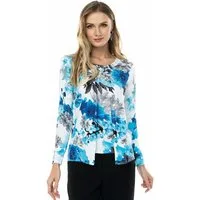 Passioni 2-in-1-Strickjacke Twinset mit floralem Print (2 in 1 Strickjacke mit Kurzarmshirt)