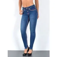 ESRA Skinny-fit-Jeans Jeans Damen Skinny Hose High Waist Jeanshose dicke Naht Jeans Skinny Skinny Jeans Damen High Waist dicke Naht Jeans weiße Naht Stretch Hose