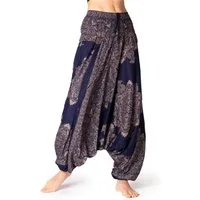 PANASIAM Haremshose Aladinhose AeOrnament Haremshose aus 100% natürlicher Viskose auch als Overall tragbar Damen Pumphose bequeme Freizeithose