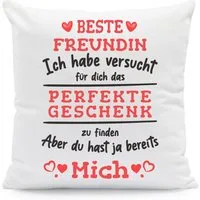 GRAVURZEILE Zierkissen mit Spruch - Das Perfekte Geschenk - Für Familie & Freunde -, starke Farben ohne verblassen - Beste Freundin - mit Füllung