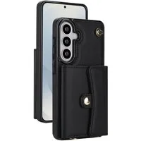 Wigento Handyhülle Fliphülle für Samsung Galaxy S26 Kartenfach Umhängeband Schwarz 6,3 Zoll, RFID Schutz, Kartenfach, Umhängeband