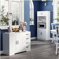 HOMCOM Sideboard Sideboard Aufbewahrungsschrank mit 4 Schubladen (Aufbewahrungsschrank, 1 St., Küchenschrank), für Wohnzimmer, 105 x 40 x 76 cm, Weiß