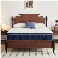 Federkernmatratze Ace Hybrid, H3 mittelfest, 7-Zonen Federkern, orthopädisch, Inofia, 26 cm hoch, 90×200cm, blau und weiß