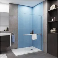 duschspa Walk-in-Dusche 8mm ESG Duschwand Duschabtrennug mit Ablagebrett & Handtuchhalter, Einscheibensicherheitsglas, (Set), 8mm ESG