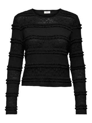 JDY - JDYSARAH L/S LACE TOP JRS NOOS Black - Gr. - XS