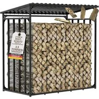 LAWA Living and Lifestyle Kaminholzregal Metall 1m tief mit Dach Garten Brennholz Unterstand Aussenbereich, BxTxH:185.00x105.00x185.00 cm, verzinkt, wetterfest