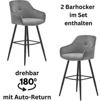 Stolkom Sp.z.o.o. Barhocker Emma (Set, 2 St), Komfortsitzhöhe 73 cm, 180°drehbar Auto Return funktion