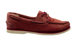Timberland Classic Boat Ungekommenes rotes Leder Schnüre -up -Frauenschuh A14DV